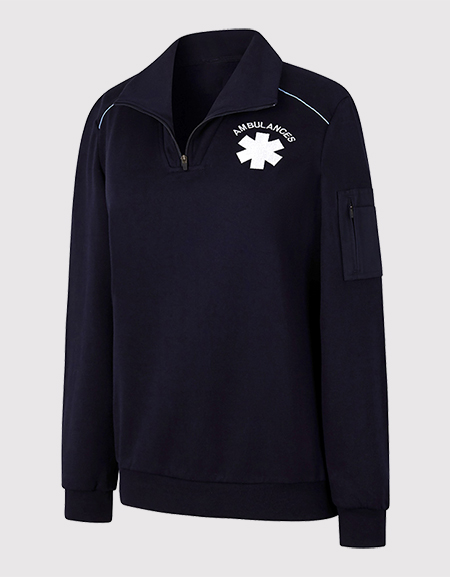 Sweat-shirt féminin col montant passepoil AMBULANCIER