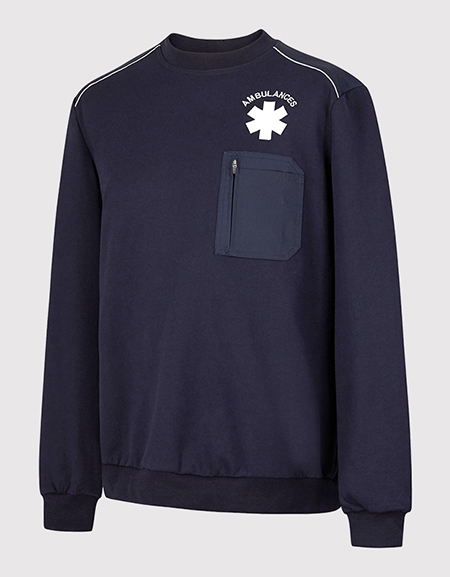 Sweat-shirt col rond passepoil AMBULANCIER